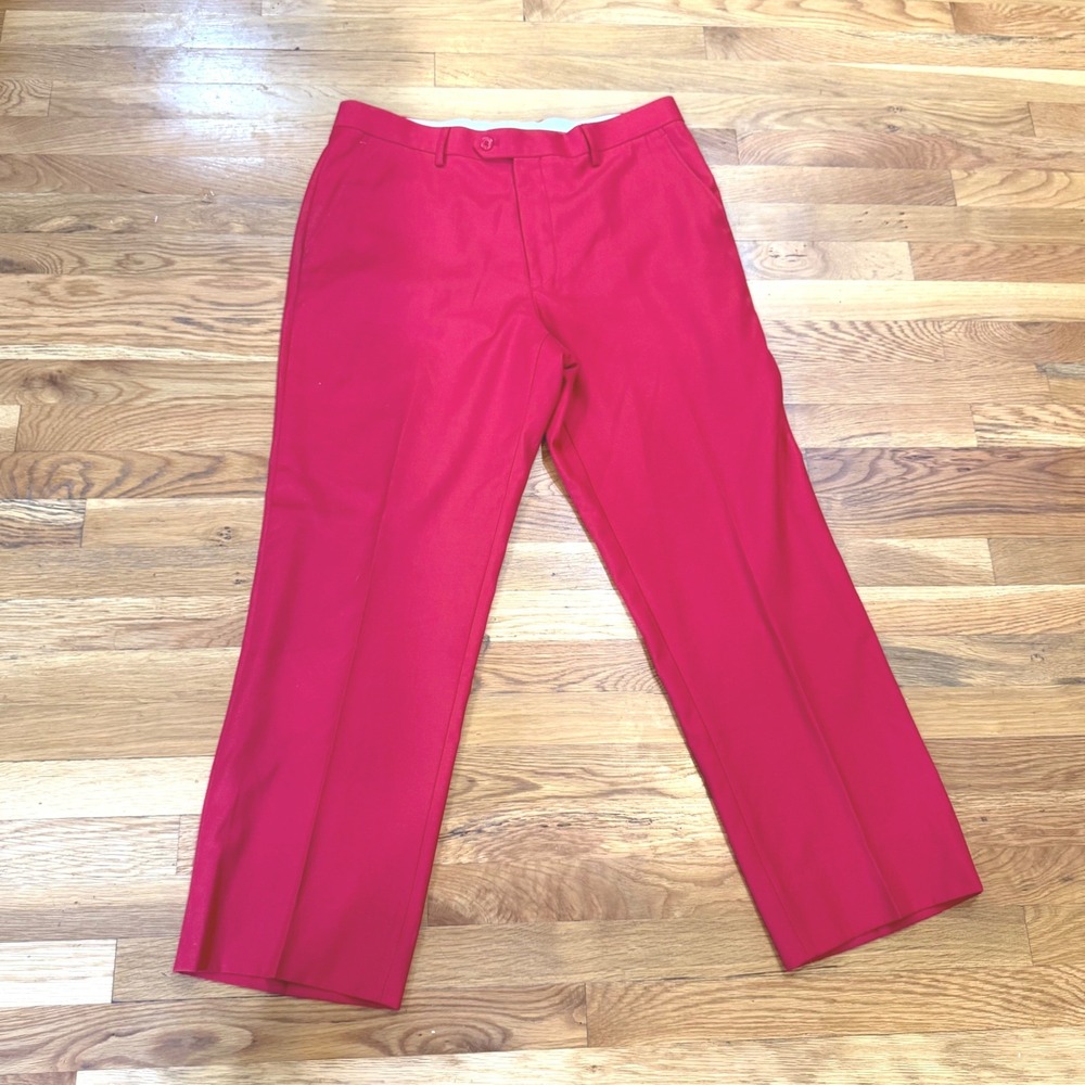 Concitor‎ Los Angeles Mens Red Dress Pants Flat Front Straight Leg Size 36